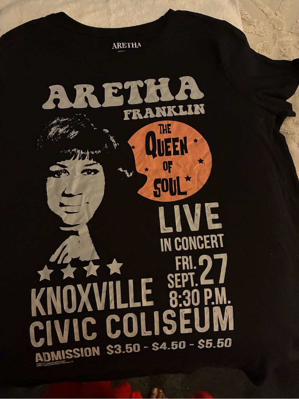 Unisex Aretha Franklin 'The Queen of Soul' Graphic Tee - Black & Orange